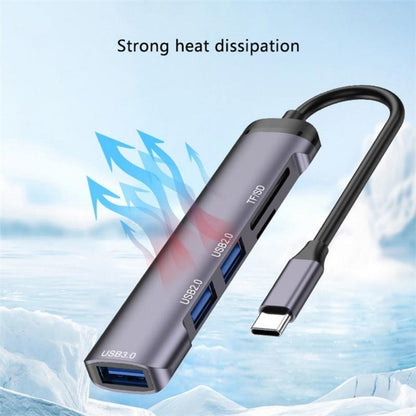 Type-C Usb Hub With Usb2.0X2 Usb3.0 And Tf / Sd Card Slots