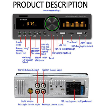 12V Car Mp3 With Fm / Am Bluetooth & Voice Assistant