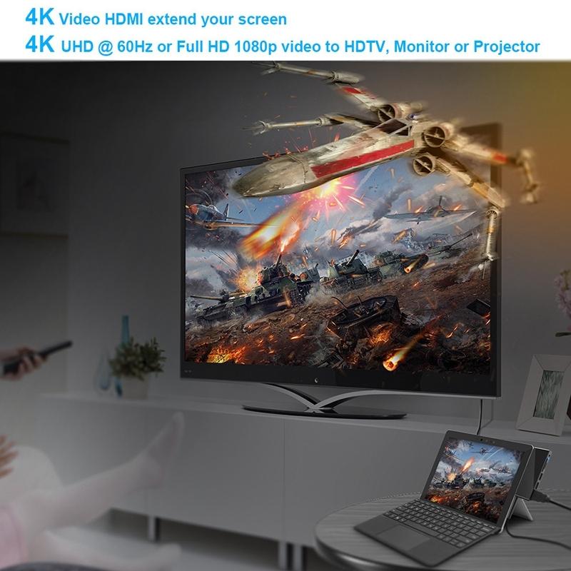 Type-C To Usb3.0 / Hdmi Hub For Surface Pro Go