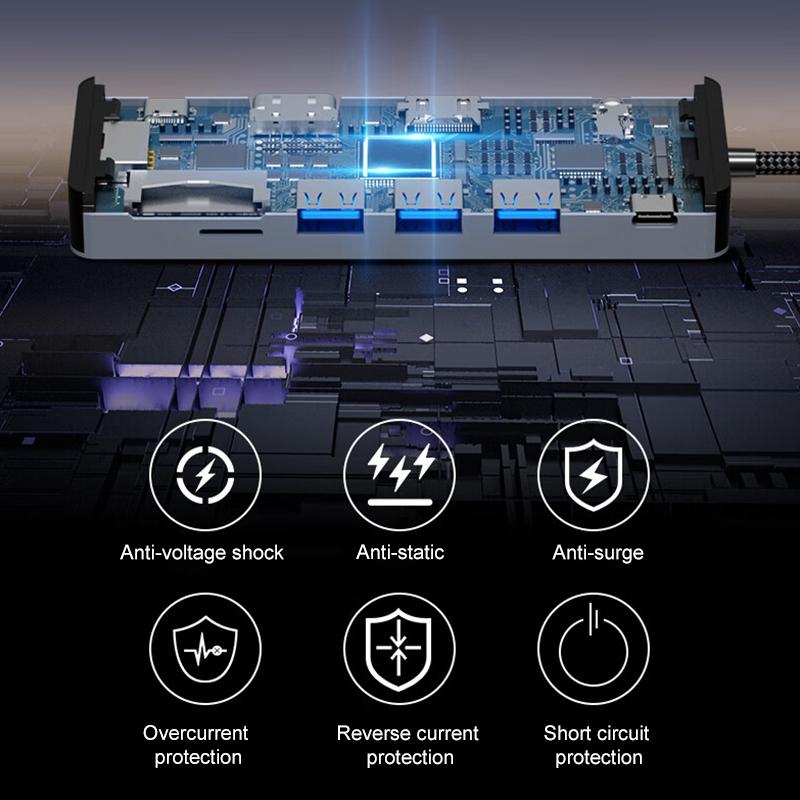 11-In-1 Type-C Docking Station With Usb Pd Sd / Tf Rj45 Vga Hdtv 3.5Mm