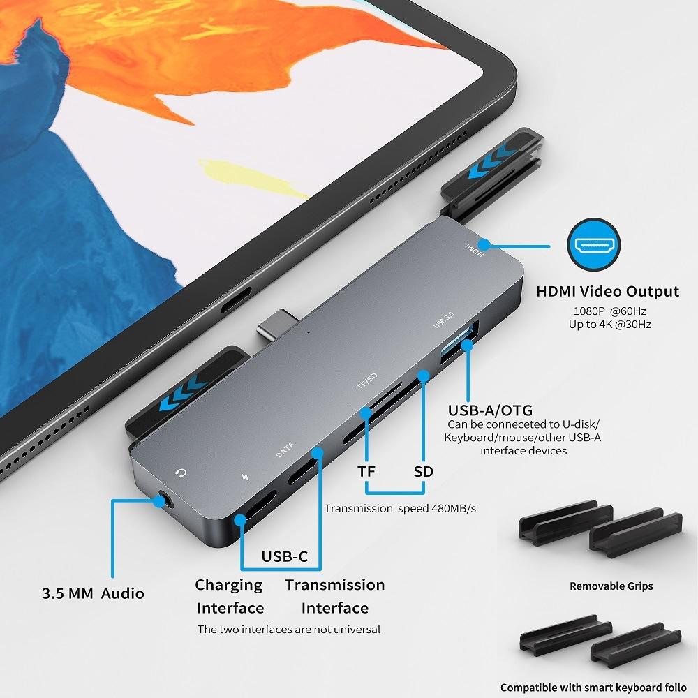7-In-1 Docking Station For Ipad Pro Hdmi 4K Audio Sd / Tf Usb 3.0 Usb-C Pd