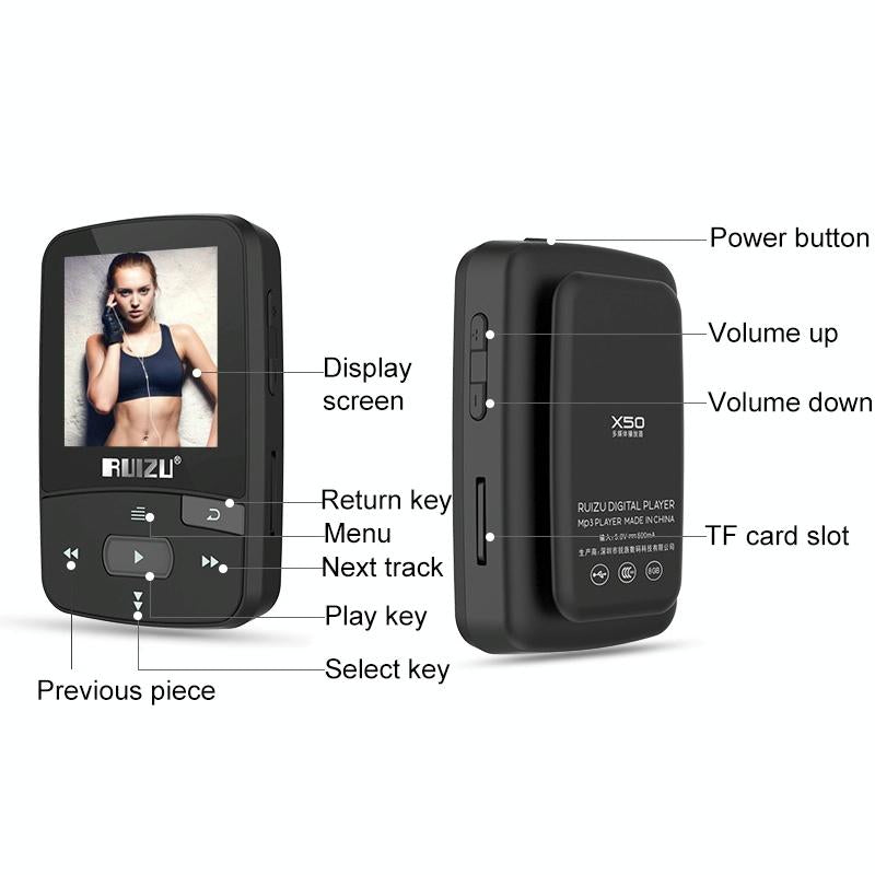 Sporty Bluetooth Mp3 Player 8Gb Clip Mini With Screen Fm Recording E Book Pedometer