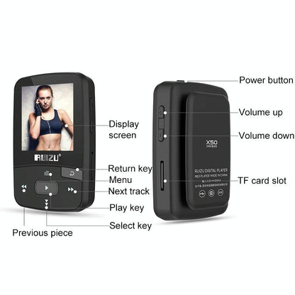 Sporty Bluetooth Mp3 Player 8Gb Clip Mini With Screen Fm Recording E Book Pedometer