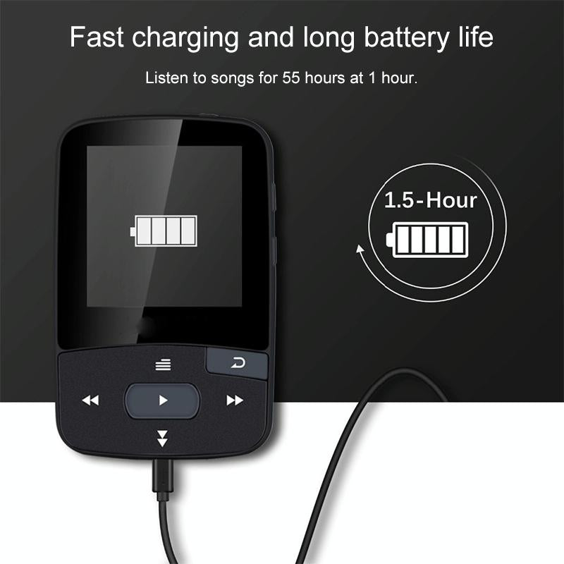 Sporty Bluetooth Mp3 Player 8Gb Clip Mini With Screen Fm Recording E Book Pedometer