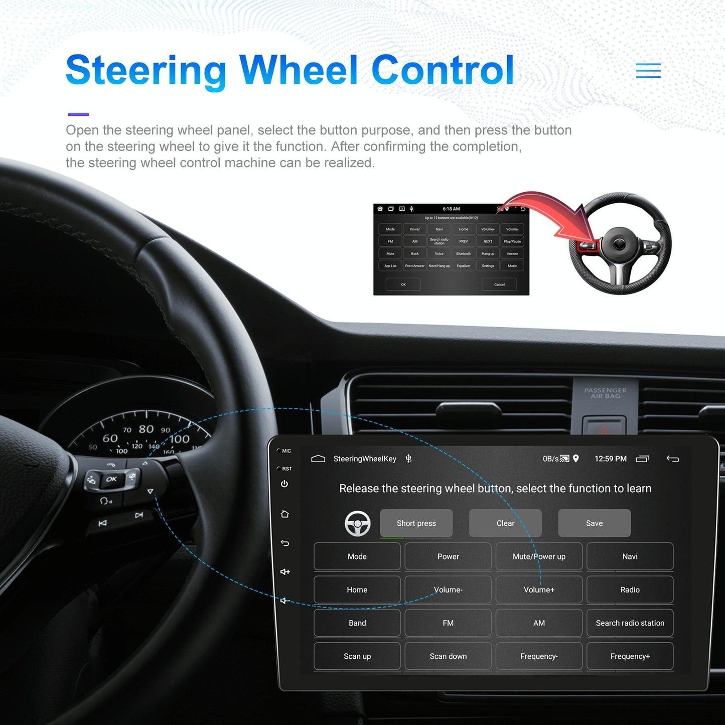9 Inch Car Android Navigation Screen With Carplay - 2 + 64G