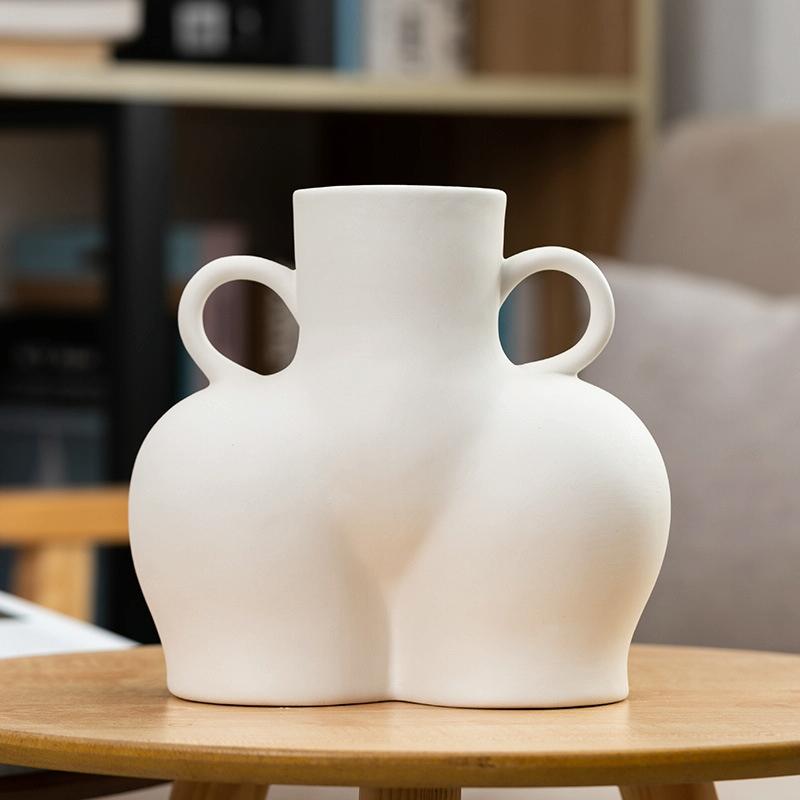 Large Unglazed Ceramic Vase for Home Decor and Dried Flower Arrangements