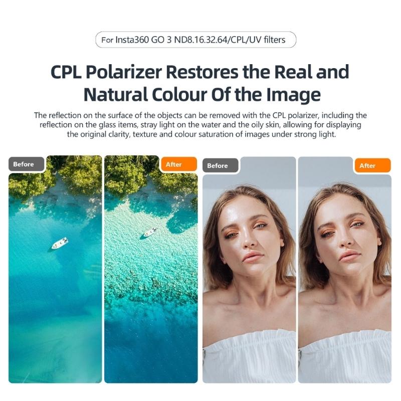 Waterproof Cpl Filter for Insta360 Go 3 / Go 2 with Amagisn Lens - Nd8
