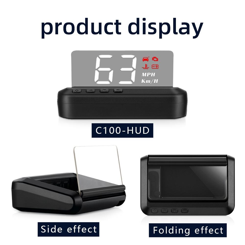 Car Hud Head Up Display Obd2 Eliminates Fault Codes & Alerts For Overspeed