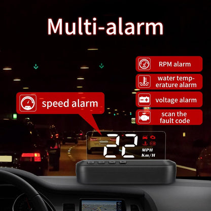 Car Hud Head Up Display Obd2 Eliminates Fault Codes & Alerts For Overspeed