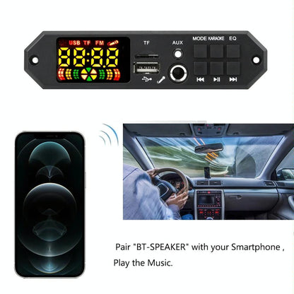 12V Bluetooth Mp3 Decoder Board W / 80W Power Amp & Colour Screen - Big Remote Control