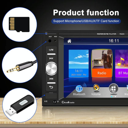 6.2 Inch Dual Spindle Hd Car Mp5 Player With Carplay - Universal Fit