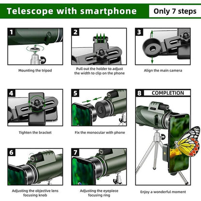 High Power Hd Monocular With Night Vision - 40X60