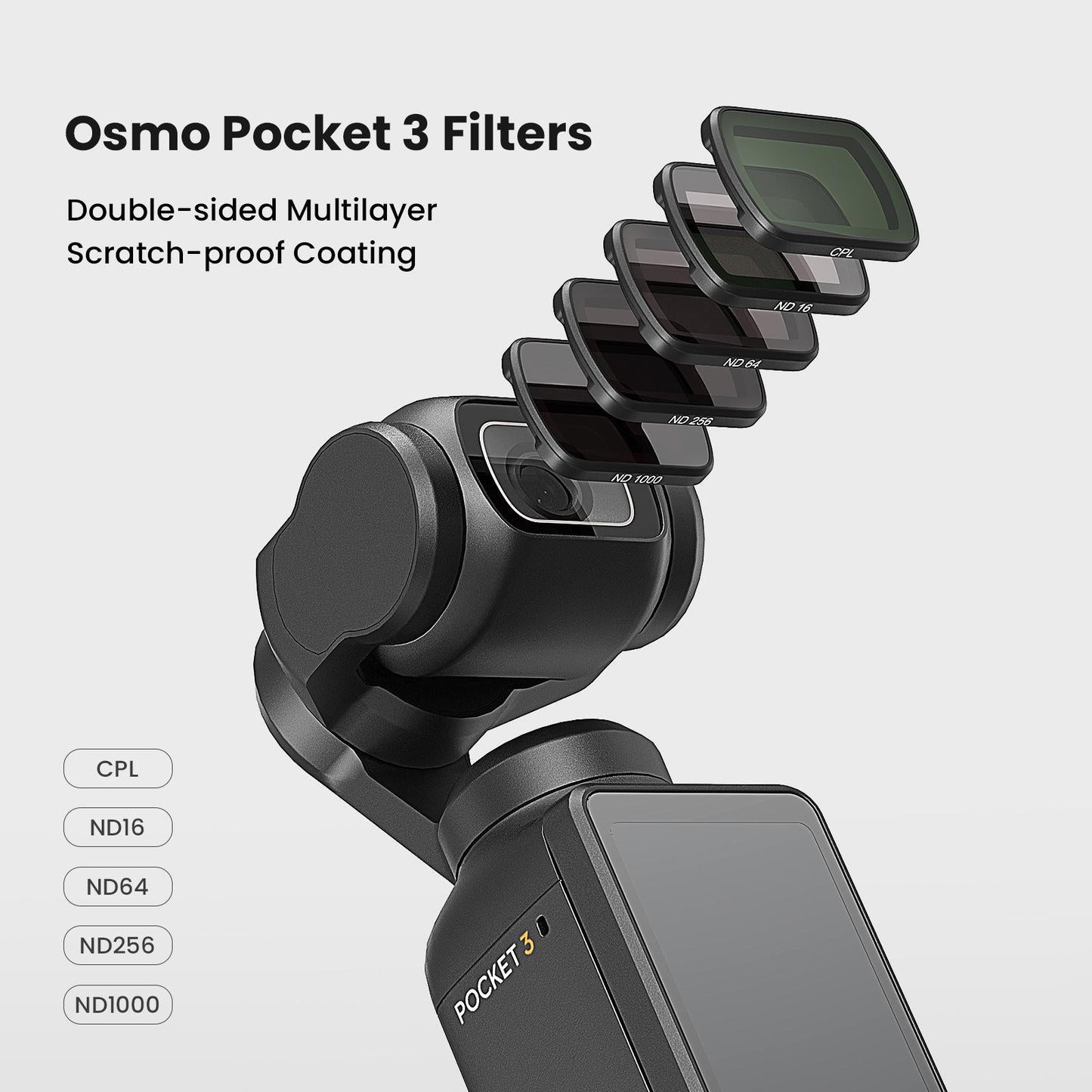 Double-sided Coated Filters for Dji Pocket 3 with Protective Goggles and Cpl Style - Cpl