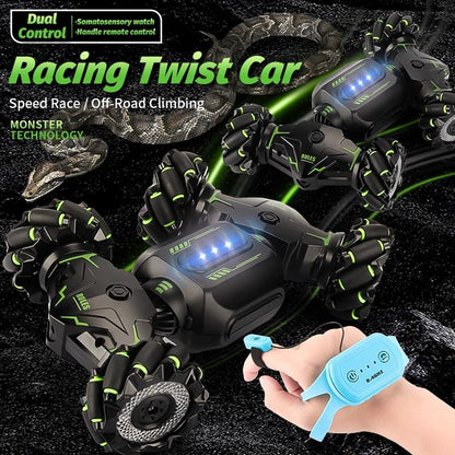 Twist Stunt Car with 2.4g Remote Control - Dual Control - Orange / Green