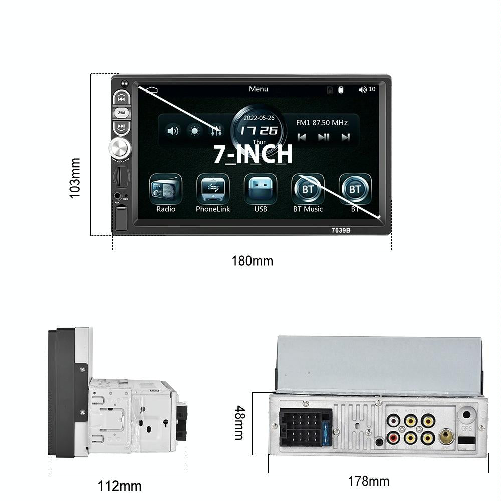 7 Inch Mp5 Bluetooth Carplay Player With Reversing Image - Universal Wired Integration