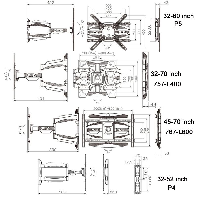 Swivel Tv Wall Mount for 32-70 Inch Screens