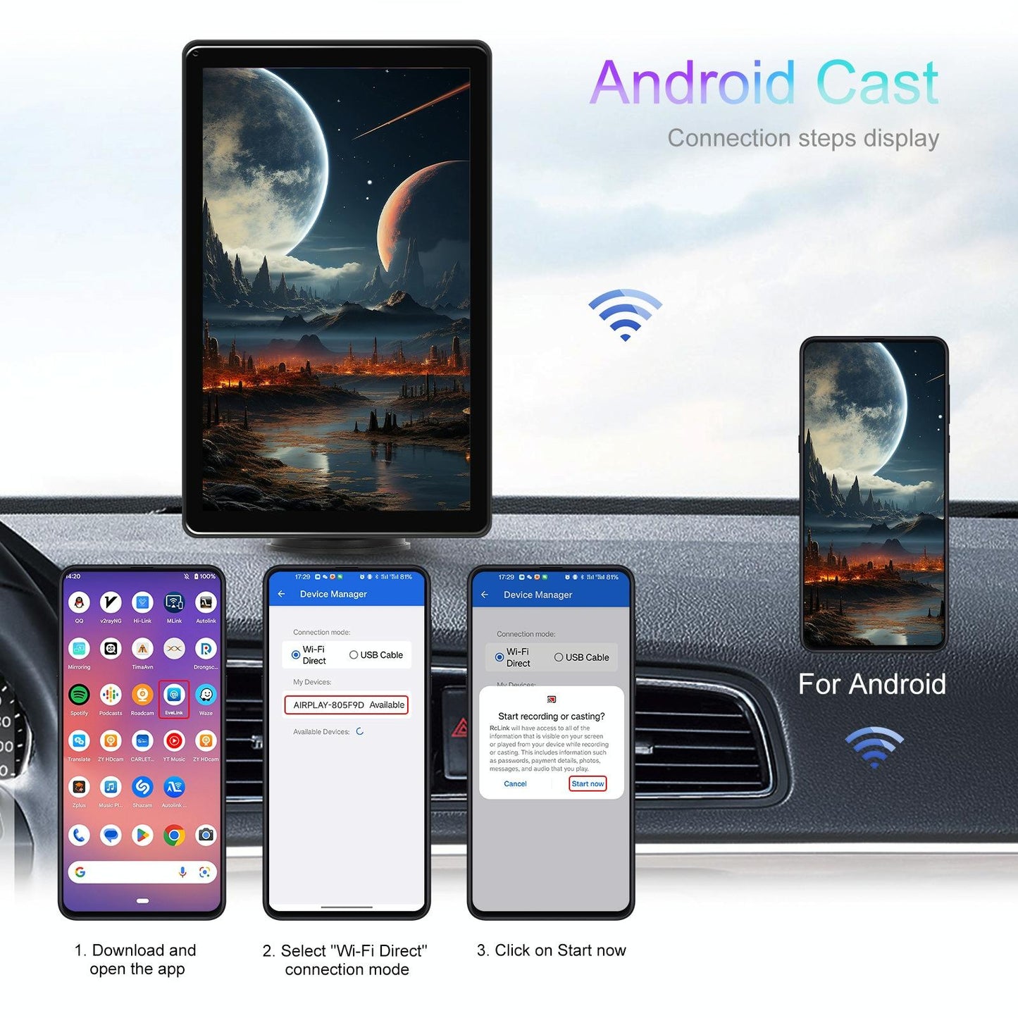 8 Inch Full Touch Car Screen Player - Horizontal / Vertical Carplay / Android Auto - Standard