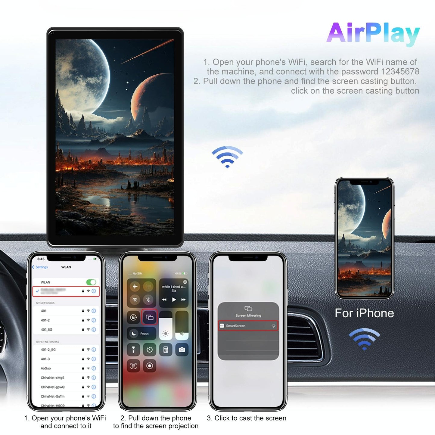 8 Inch Full Touch Car Screen Player - Horizontal / Vertical Carplay / Android Auto - Standard