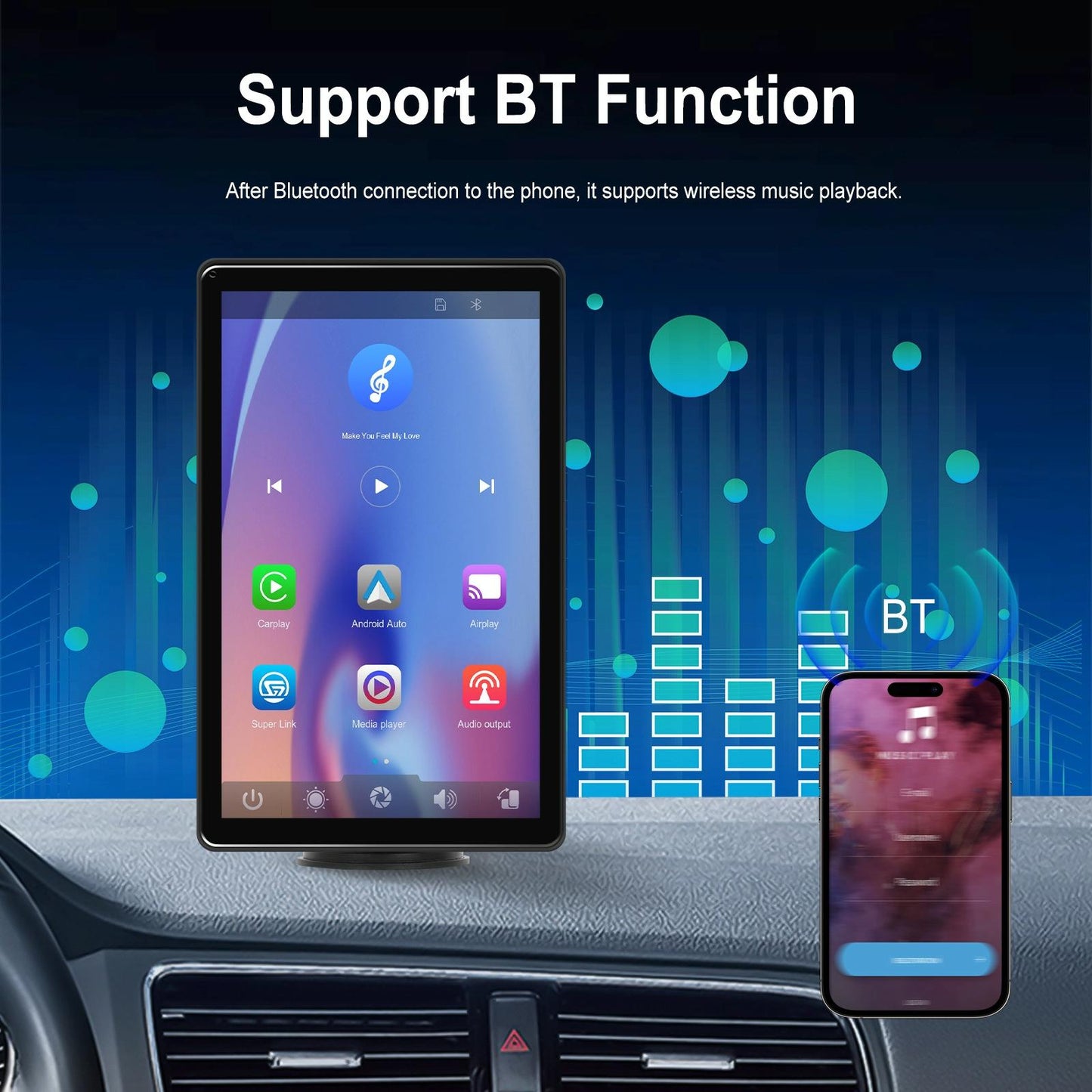 8 Inch Full Touch Car Screen Player - Horizontal / Vertical Carplay / Android Auto - Standard