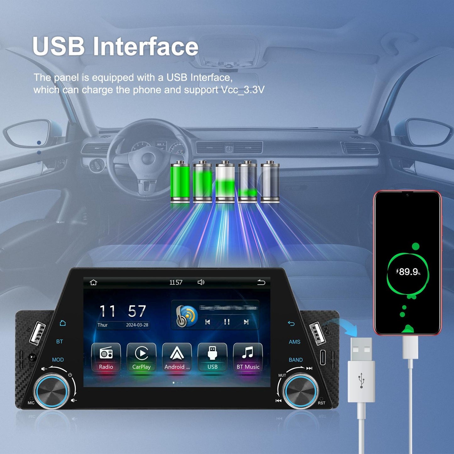 5 Inch Car Multimedia Player - Mirror Link / Steering Wheel Control - Standard