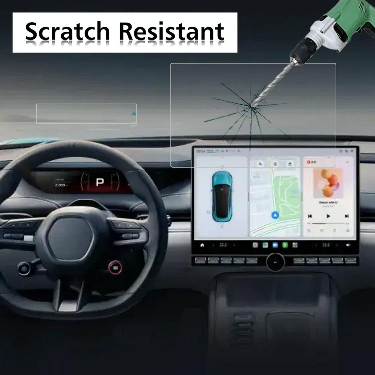 Tempered Glass Film for Car Navigator - Protective - For Tesla Model 3 2024
