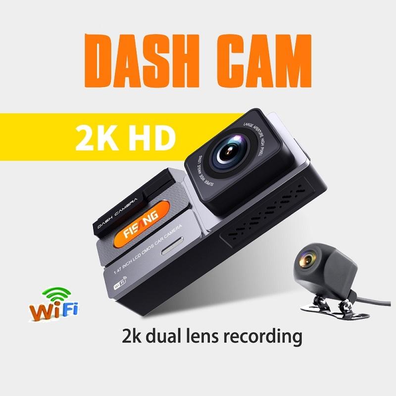 High Definition Car Wifi Dash Cam with Night Vision - 2k - Dual Recording 2K+720P