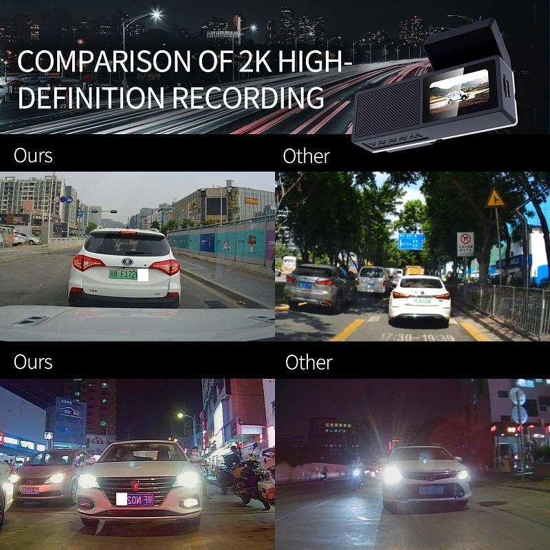 High Definition Car Wifi Dash Cam with Night Vision - 2k - Dual Recording 2K+720P