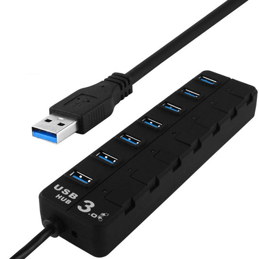 7-Port Usb 3.0 Hub With Individual Switches Black