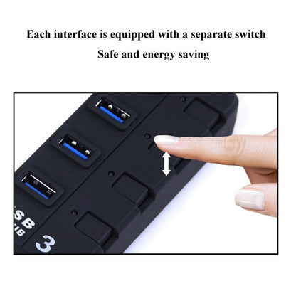 7-Port Usb 3.0 Hub With Individual Switches Black