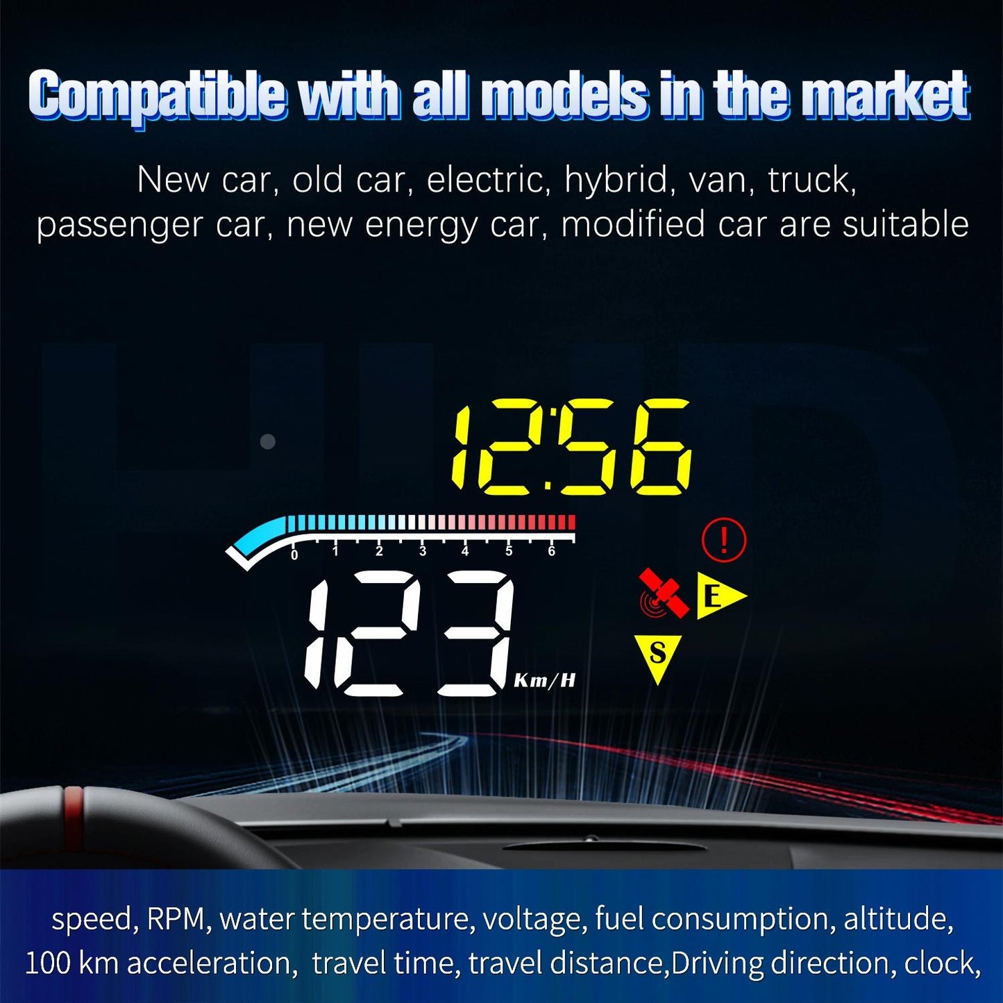 Car Hud Head Up Display Gps Speed Meter Obd2 Diagnostic Tool