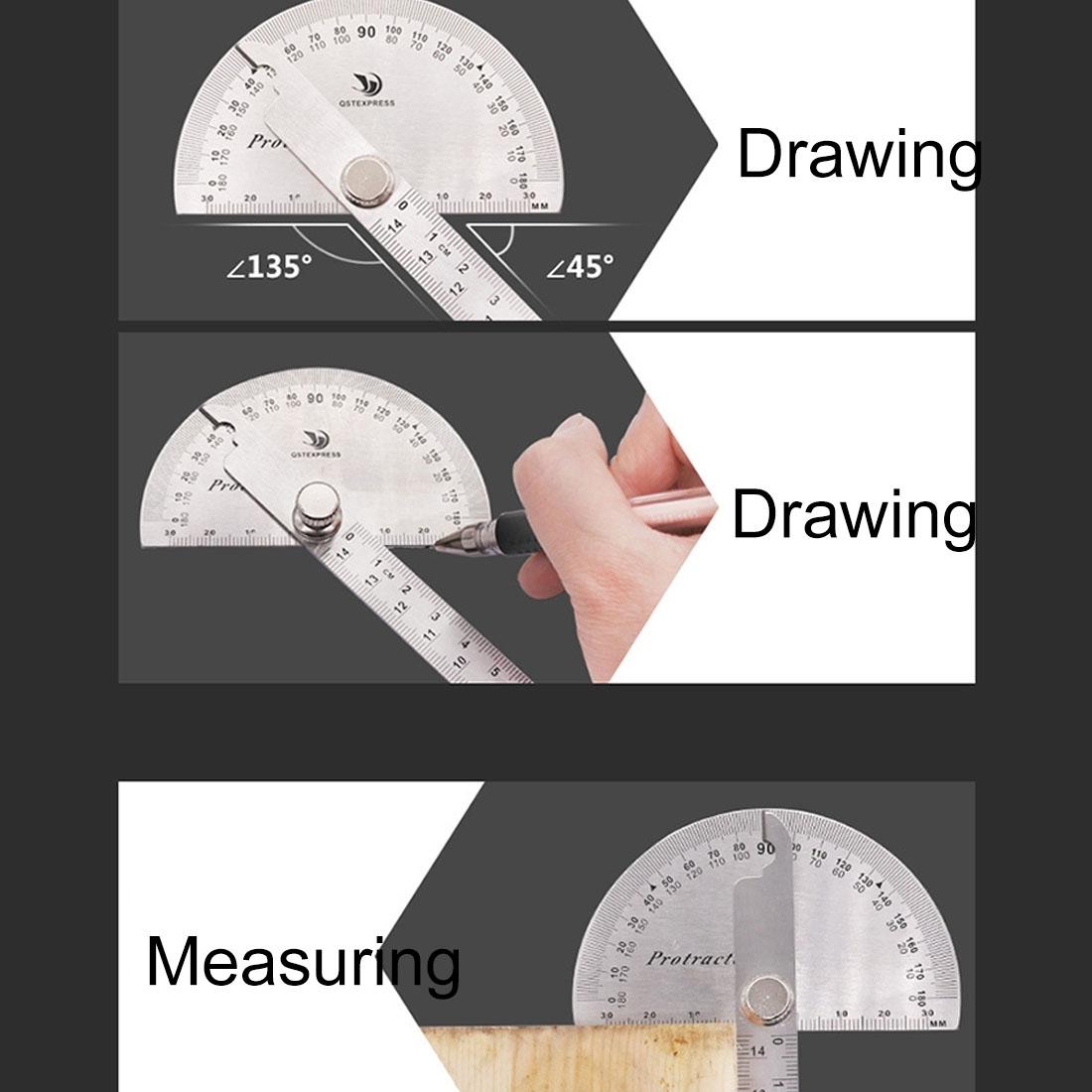 Stainless Steel Protractor with 0-150mm Arm for 0-180 Degree Angles