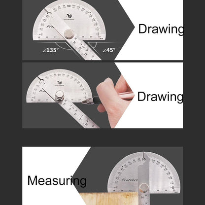 Stainless Steel Protractor with 0-150mm Arm for 0-180 Degree Angles