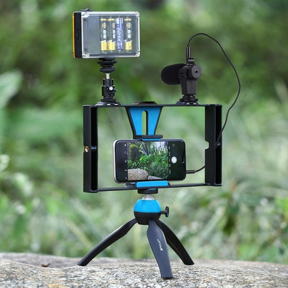 Vlogging Live Broadcast Led Selfie Light Kit With Tripod Head - Blue