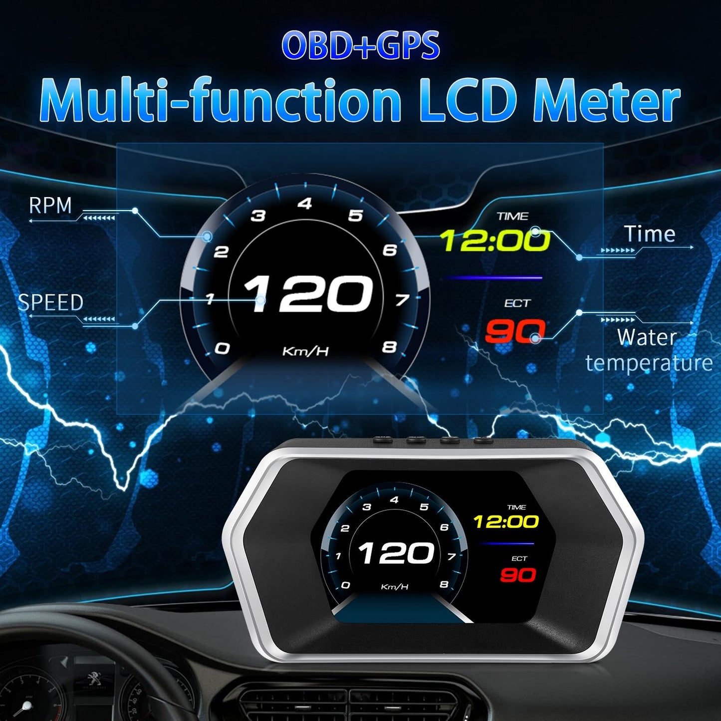 Car Hud Head Up Display Gps Speed Meter Obd2 Fault Code Eliminator