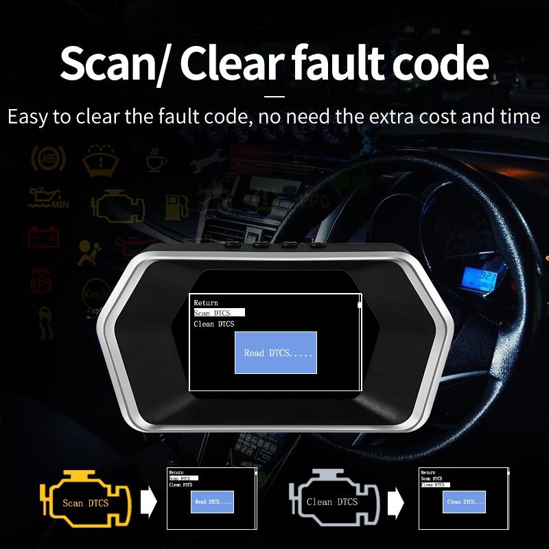 Car Hud Head Up Display Gps Speed Meter Obd2 Fault Code Eliminator