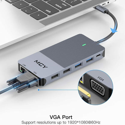 12-In-1 Usb-C Hub Triple Monitor Support 4K Hdmi 85W Pd