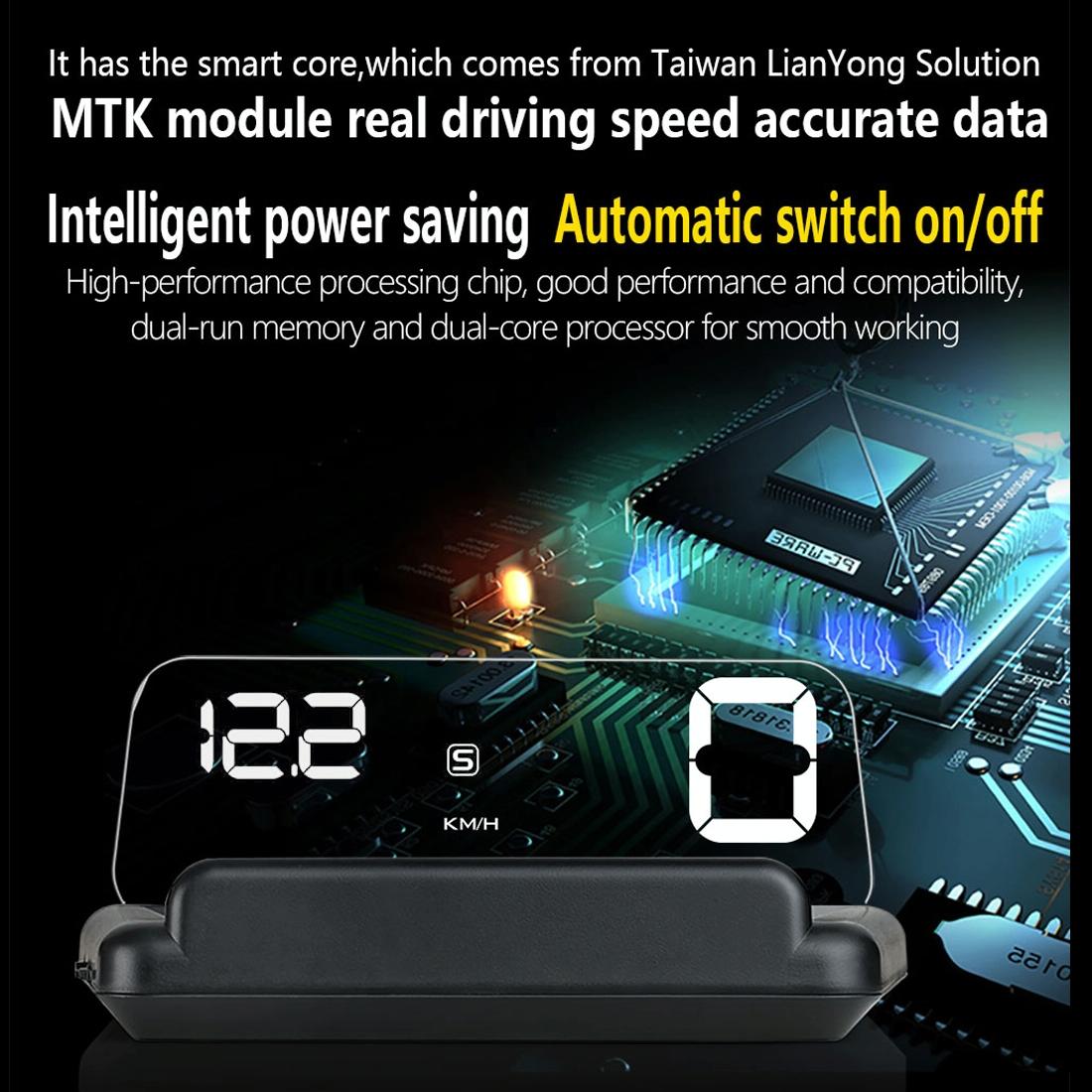 Virtual Hd Reflection Board Car Gps Hud Speed & Distance Display Over / Under Speed & Voltage Alarm Fatigue Driving - Green