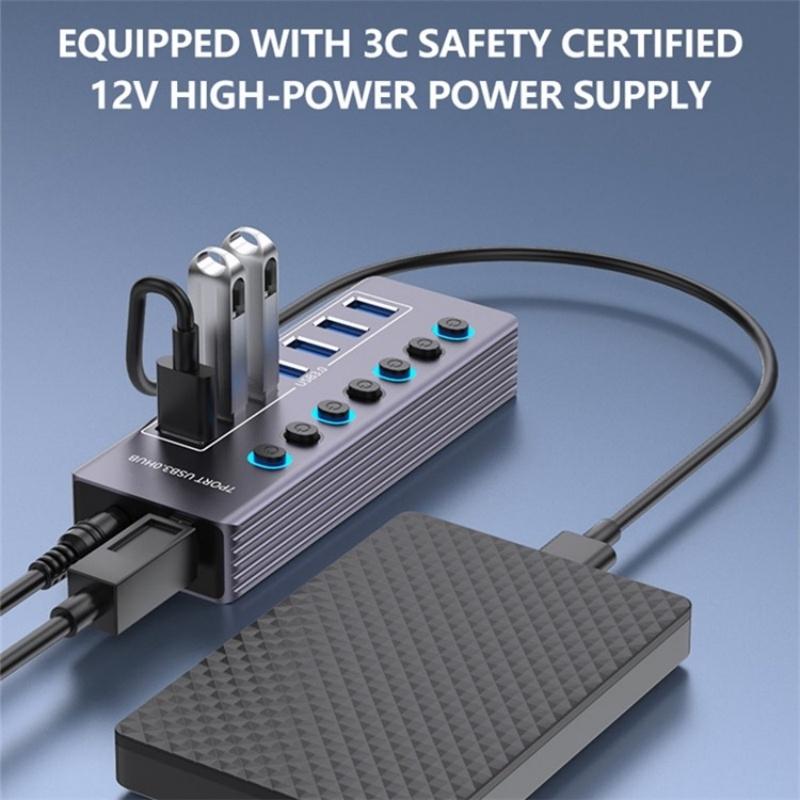 7-Port Usb 3.0 Hub With Independent Switch