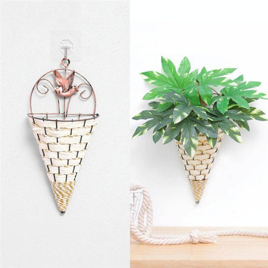 Rustic Hanging Rattan Vase for Farmhouse Decor
