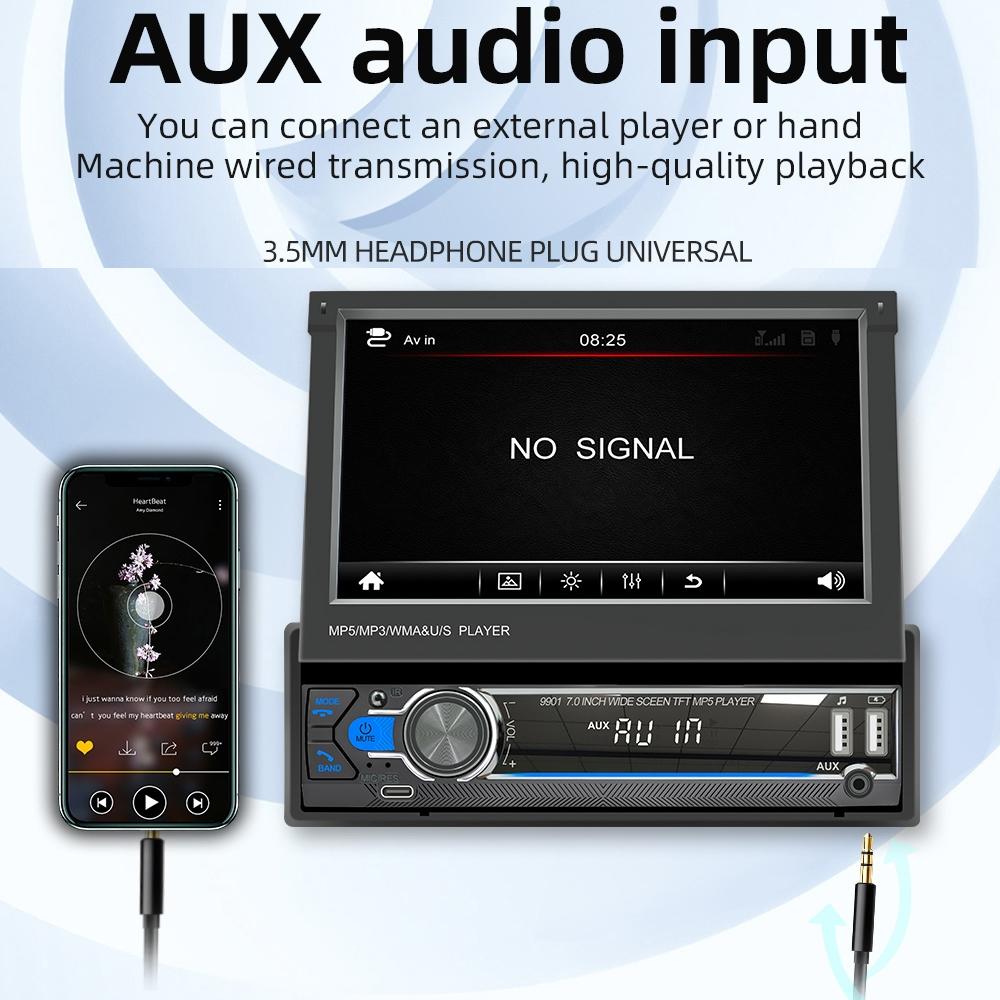 7 Inch Car Mp5 Player Fm Mobile Internet Retractable