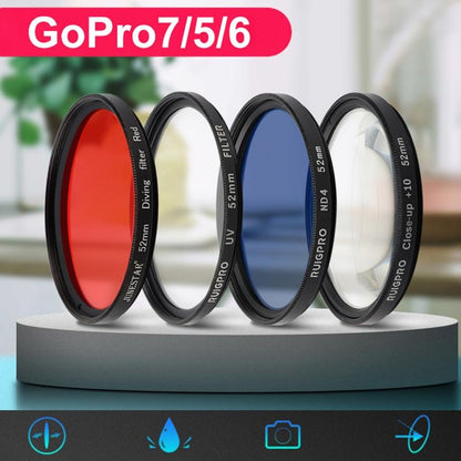 52mm 8x Filter Kit for Gopro Hero 7 / 6 / 5 with Adapter and Lens Cap