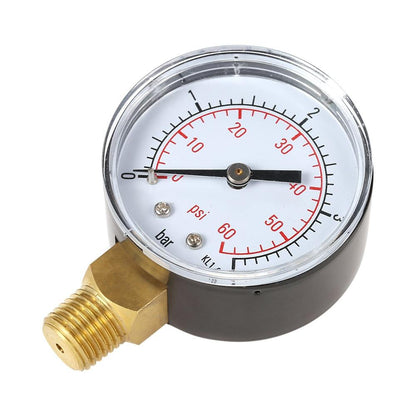 Shockproof Hydraulic Pressure Gauge for Pool Filters - Stainless Steel