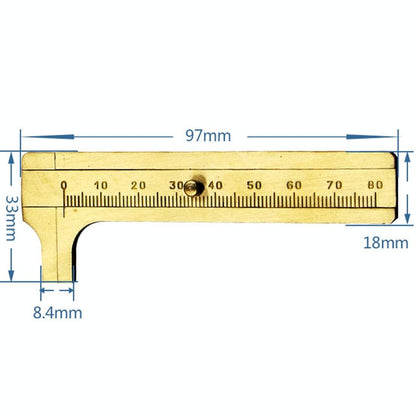 Mini Brass Sliding 80mm Vernier Caliper for Jewelry Measurement