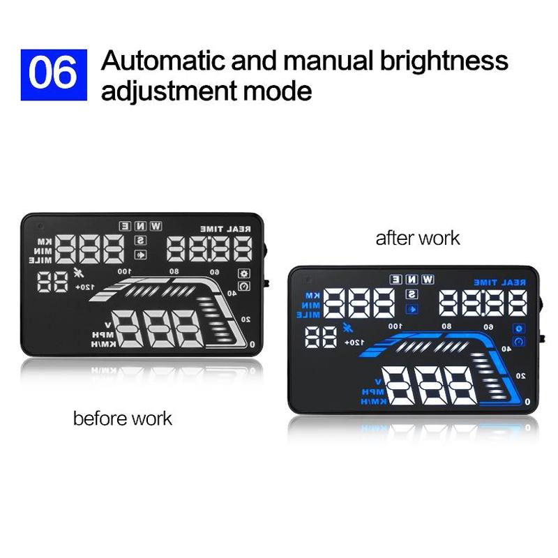 5.5 Inch Car Gps Hud Display Speed Altitude Alarm