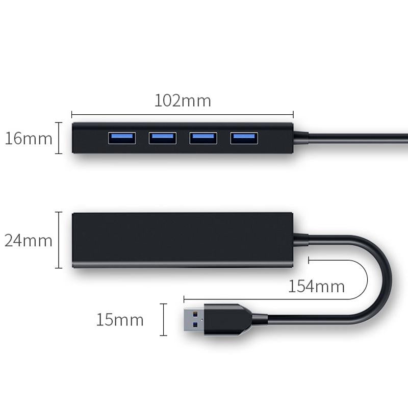 4-Port Usb 2.0 Hub With Light Bar 15Cm Cable Black