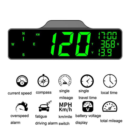 9 Inch Car Hud Gps Speedometer W / Compass Multifunction Display