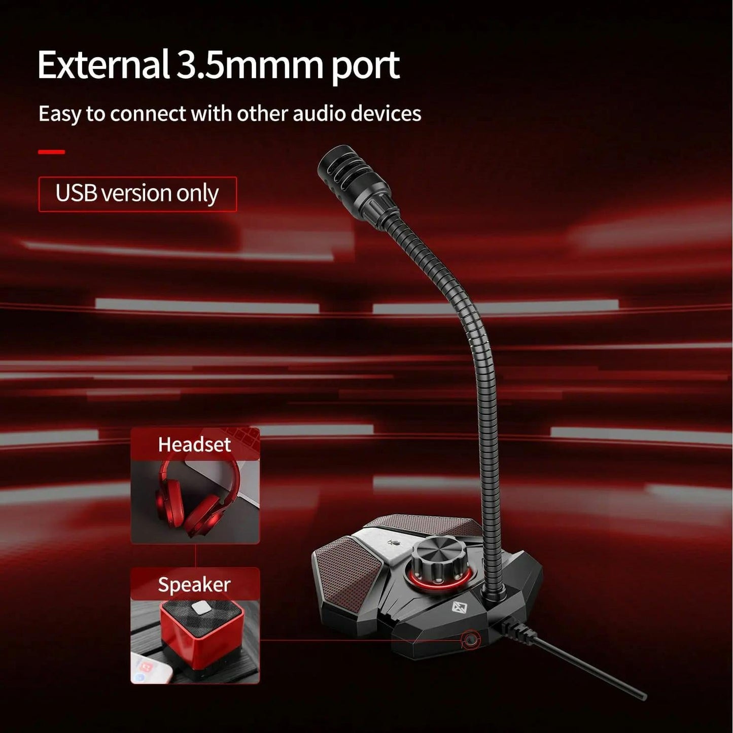 Flexible Gaming Mic With Built-In Sound Card - Jk Omni-Directional - Usb