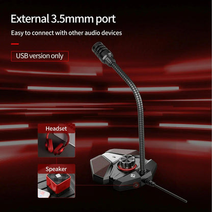 Flexible Gaming Mic With Built-In Sound Card - Jk Omni-Directional - Usb