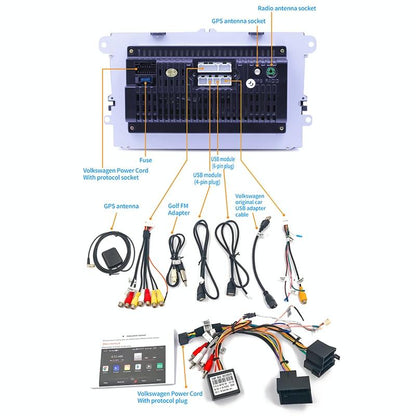 9 Inch Car Hd Radio Receiver Mp5 Player For Volkswagen - Fm Bluetooth Tf Card Gps Wifi - 1Gb + 16Gb