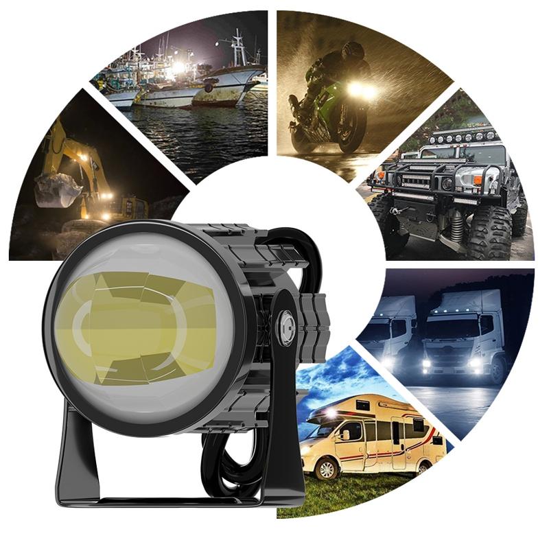 1Pair 12V - 85V Motorcycle Headlights Dual - Colour Automotive Led Working Headlights Colour: White + White Light With Flashing - Yellow + White Light With Flashing